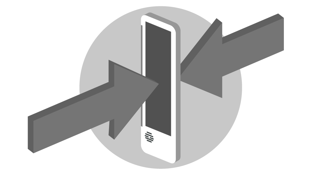 両側面から視聴できる独自の縦長モニター